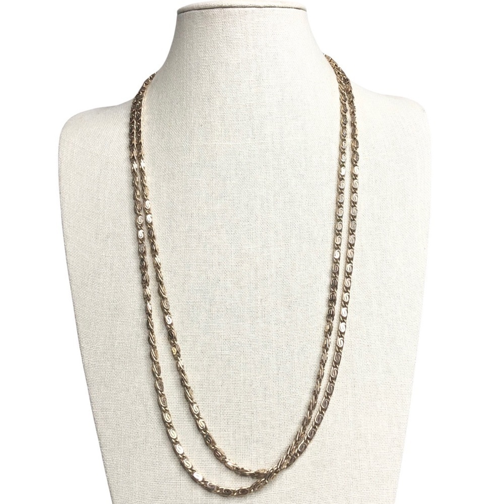 Vintage Crown Trifari Greek Key Gold Necklace